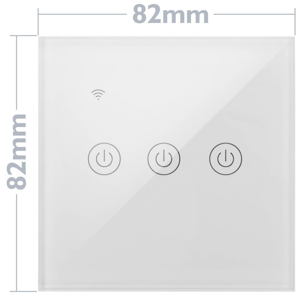 Interruptor inteligente táctil triple en color blanco compatible con Google Home, Alexa y IFTTT