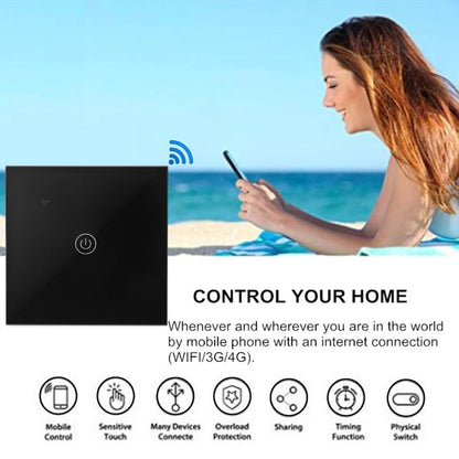 Interruptor inteligente táctil en color negro compatible con Google Home, Alexa y IFTTT