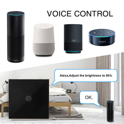 Interruptor inteligente táctil en color negro compatible con Google Home, Alexa y IFTTT