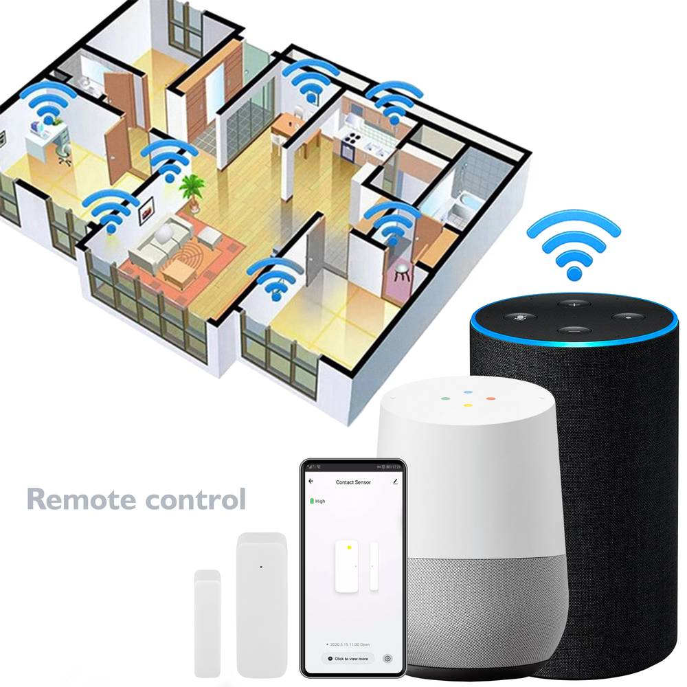 Sensor inteligente para puertas y ventanas WiFi compatible con Google Home, Alexa y IFTTT