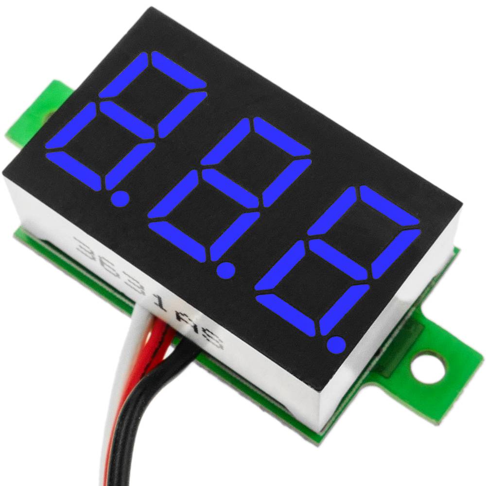 Visor LCD de 3 dígitos azul y con voltímetro 0-100V