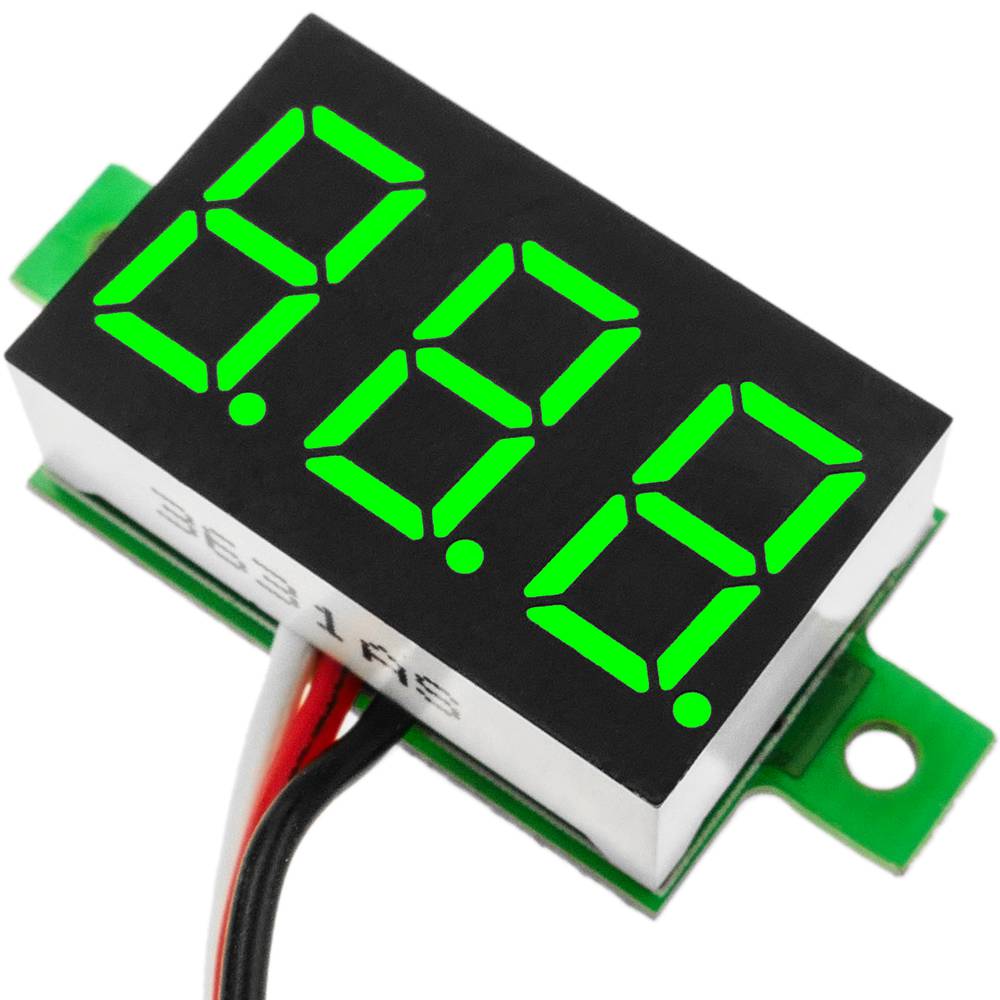 Visor LCD de 3 dígitos verde y con voltímetro 0-100VDC