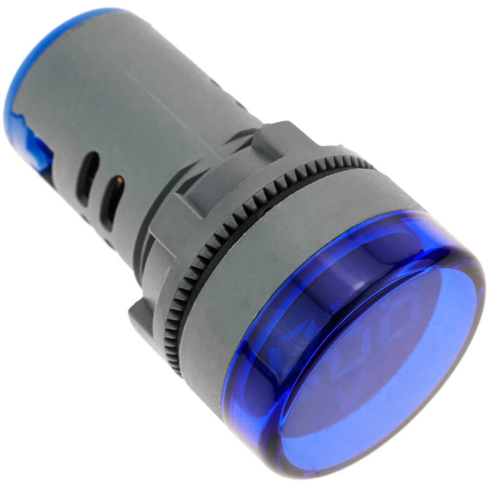Visor LCD de 3 dígitos azul y con voltímetro 50-500 VAC redondo 22mm