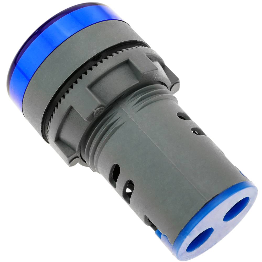 Visor LCD de 3 dígitos azul y con voltímetro 50-500 VAC redondo 22mm