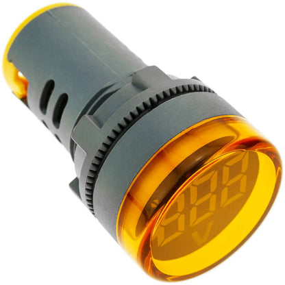 Visor LCD de 3 dígitos amarillo y con voltímetro 50-500 VAC redondo 22mm