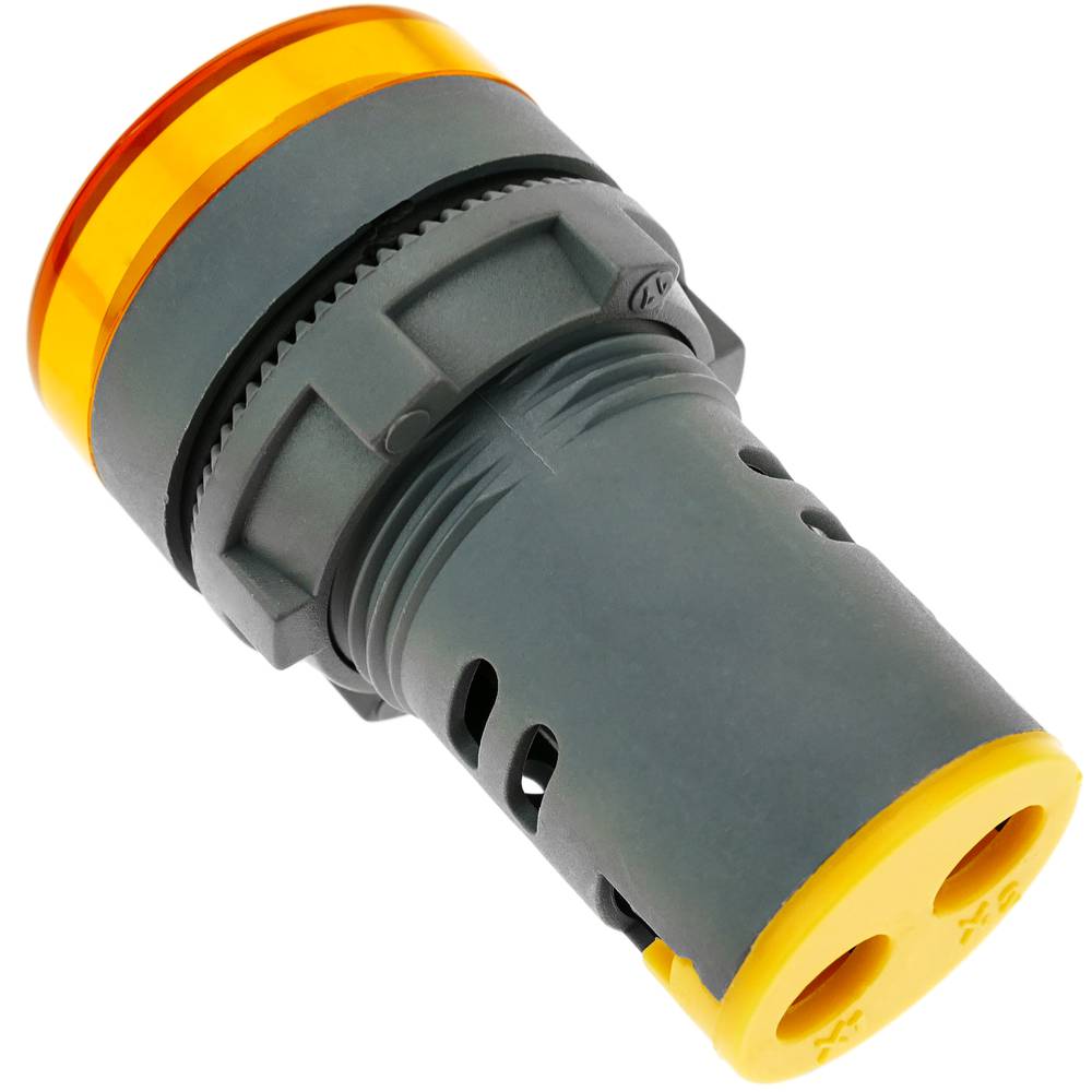 Visor LCD de 3 dígitos amarillo y con voltímetro 50-500 VAC redondo 22mm