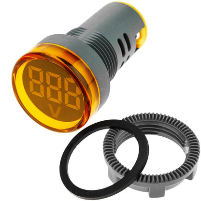 Visor LCD de 3 dígitos amarillo y con voltímetro 50-500 VAC redondo 22mm