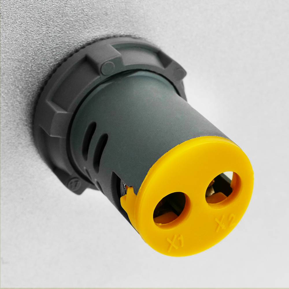 Visor LCD de 3 dígitos amarillo y con voltímetro 50-500 VAC redondo 22mm