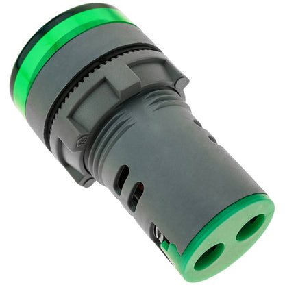 Visor LCD de 3 dígitos verde y con voltímetro 50-500 VAC redondo 22mm