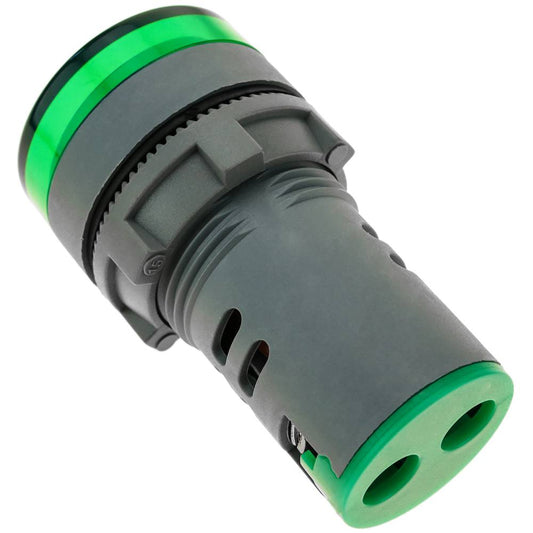 Visor LCD de 3 dígitos verde y con voltímetro 50-500 VAC redondo 22mm