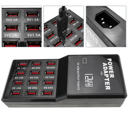 Regleta de alimentación USB A hembra 5VDC 12A con 12 puertos USB