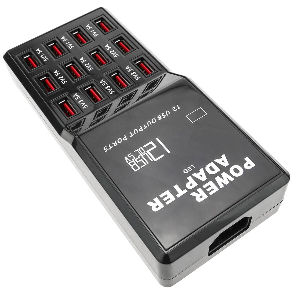 Regleta de alimentación USB A hembra 5VDC 12A con 12 puertos USB