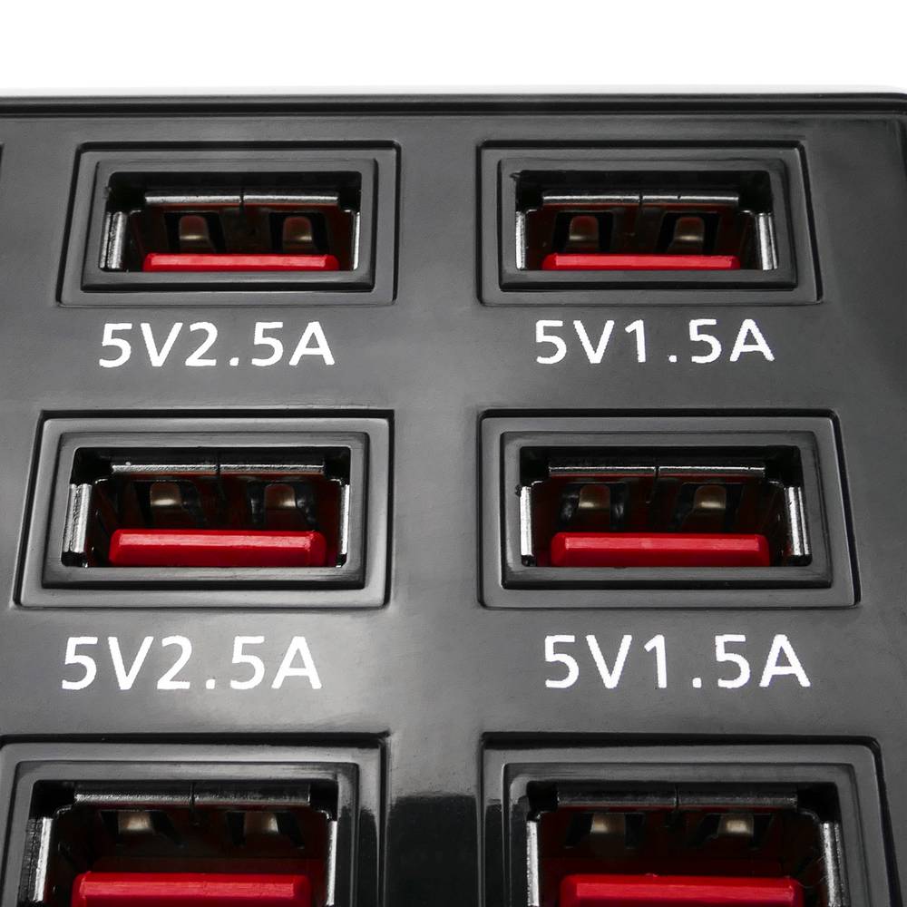 Regleta de alimentación USB A hembra 5VDC 12A con 12 puertos USB