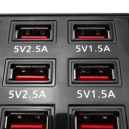 Regleta de alimentación USB A hembra 5VDC 12A con 12 puertos USB