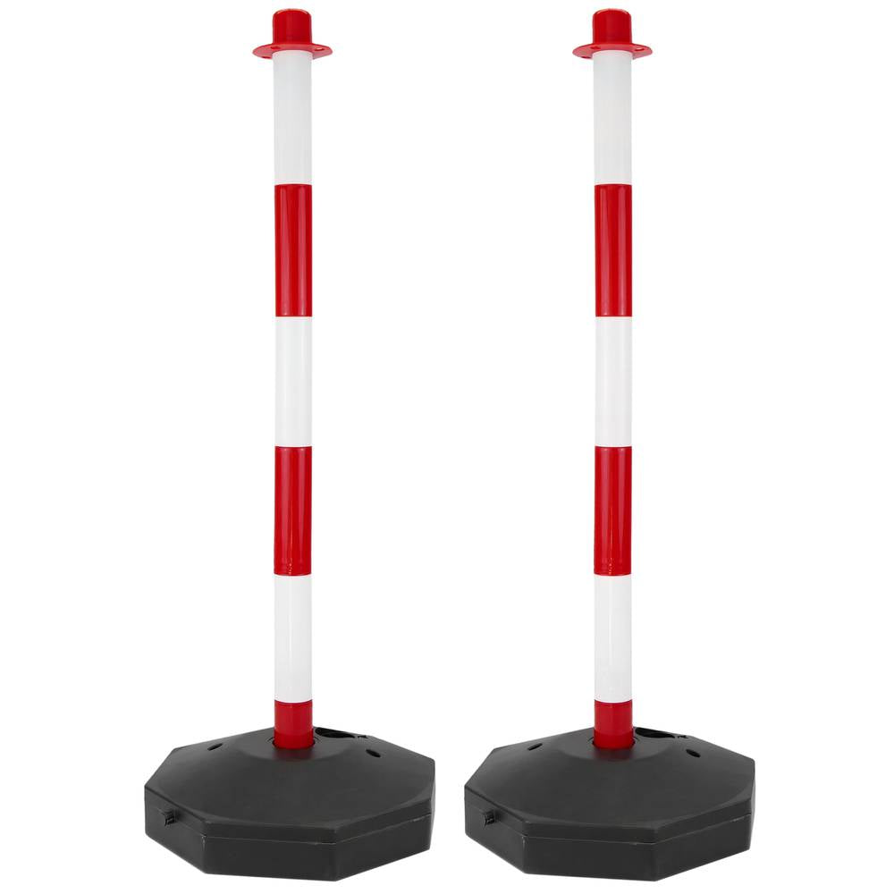 Poste separador de cadena para gestión de colas 31x91 cm blanco rojo 2 unidades