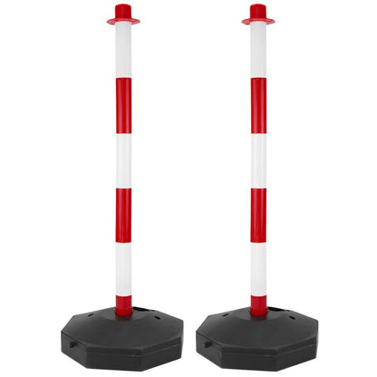 Poste separador de cadena para gestión de colas 31x91 cm blanco rojo 2 unidades