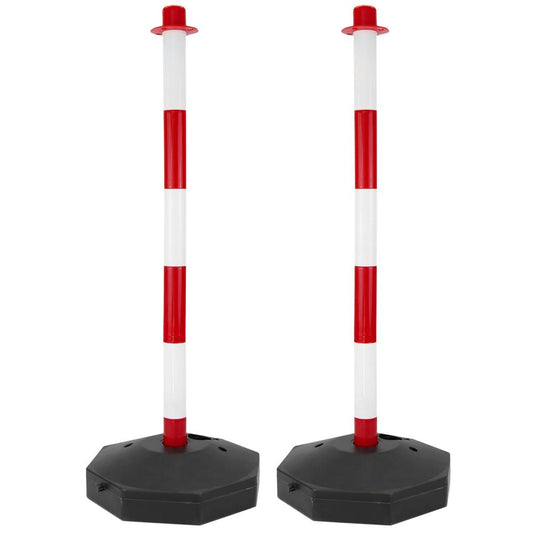 Poste separador de cadena para gestión de colas 31x91 cm blanco rojo 2 unidades