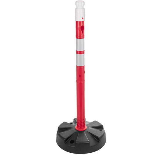 Poste separador de cadena para gestión de colas 35 x 105 cm blanco rojo