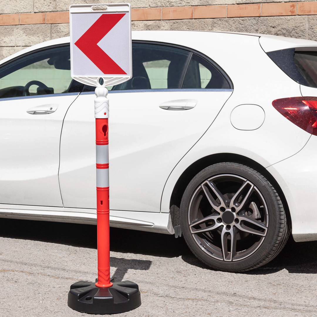Poste separador de cadena para gestión de colas 35 x 105 cm blanco rojo