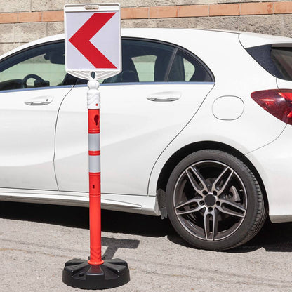 Poste separador de cadena para gestión de colas 35 x 105 cm blanco rojo