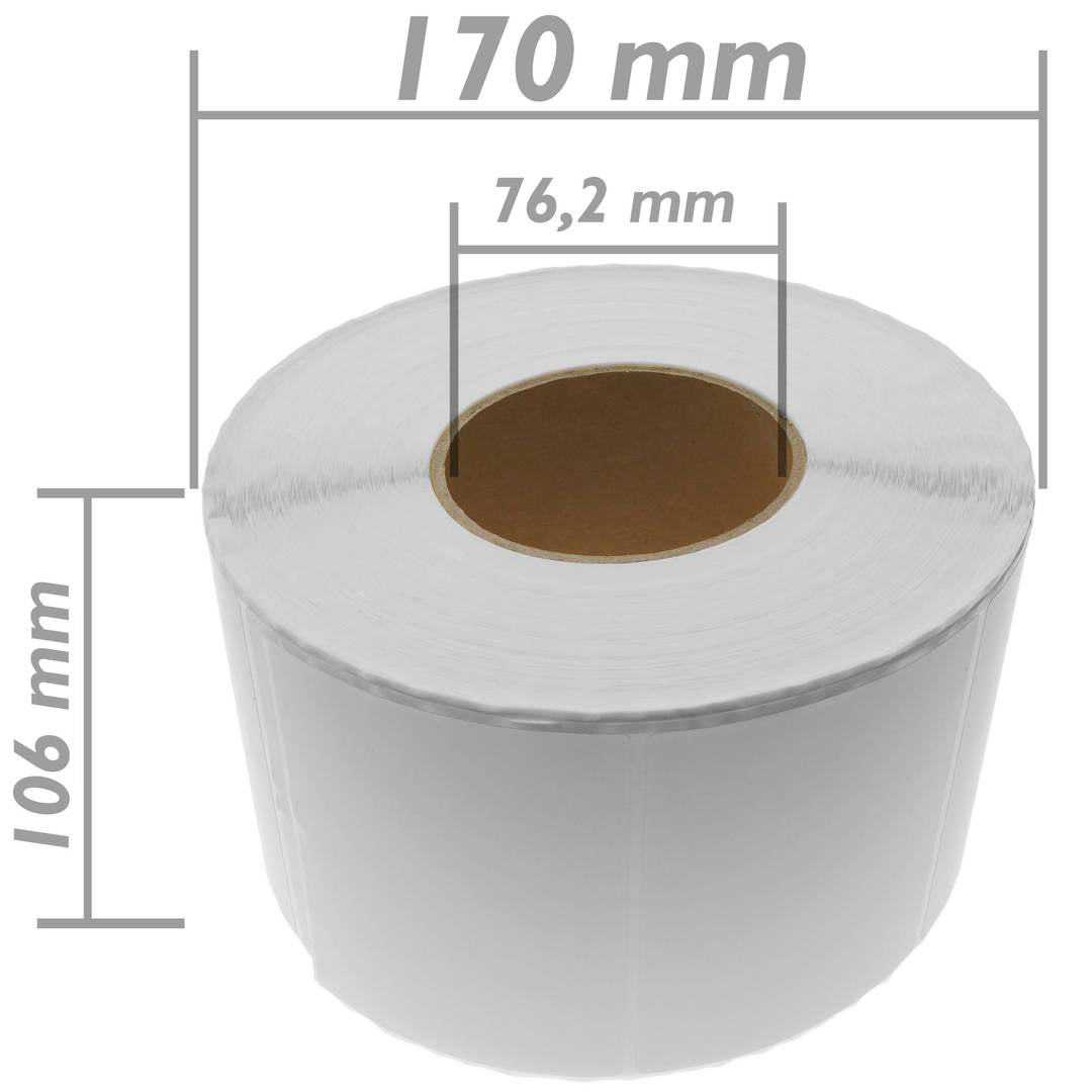 Rollo bobina de 1200 etiquetas adhesivas para impresora térmica directa 101.6x101.6mm 8 unidades