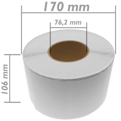 Rollo bobina de 1200 etiquetas adhesivas para impresora térmica directa 101.6x101.6mm 8 unidades