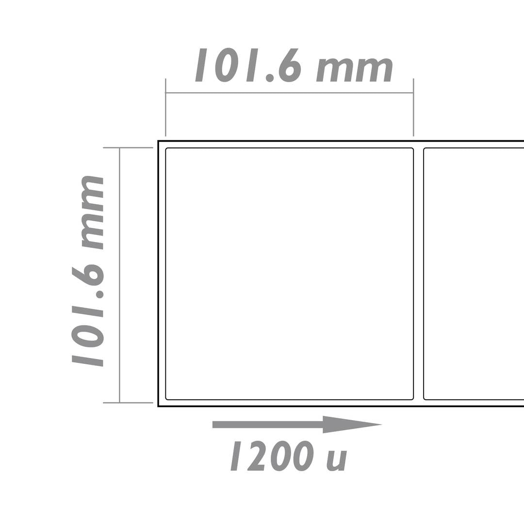 Rollo bobina de 1200 etiquetas adhesivas para impresora térmica directa 101.6x101.6mm 8 unidades