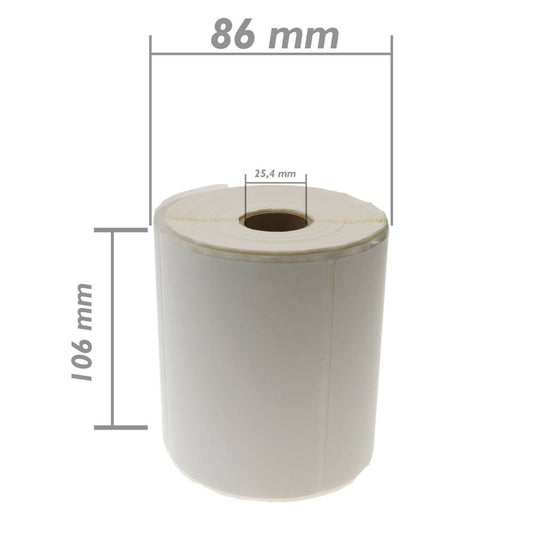 Rollo bobina 350 etiquetas adhesivas para impresora transferencia térmica 101.6x101.6mm 20 unidades