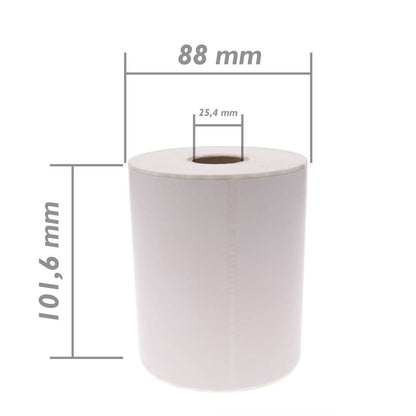 Rollo bobina de 300 etiquetas adhesivas para impresora transferencia térmica 101.6x127mm 20 unidades