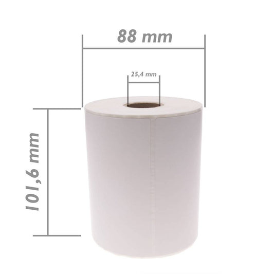 Rollo bobina de 300 etiquetas adhesivas para impresora transferencia térmica 101.6x127mm 20 unidades