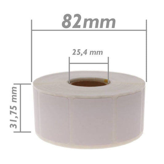 Rollo bobina de 1200 etiquetas adhesivas para impresora transferencia térmica 31.75x25.4mm 100 unida
