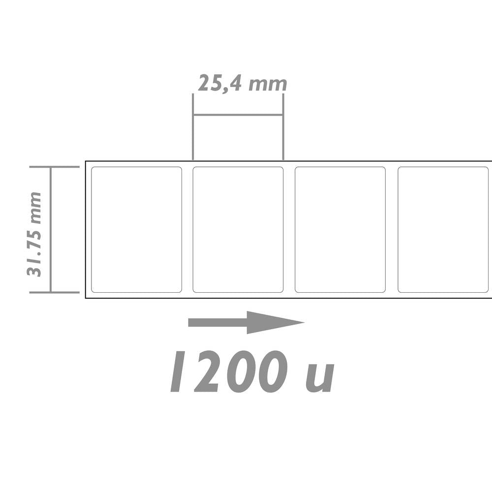 Rollo bobina de 1200 etiquetas adhesivas para impresora transferencia térmica 31.75x25.4mm 100 unida