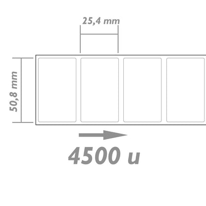 Rollo bobina de 4500 etiquetas adhesivas para impresora transferencia térmica 50.8x25.4mm 20 unidade