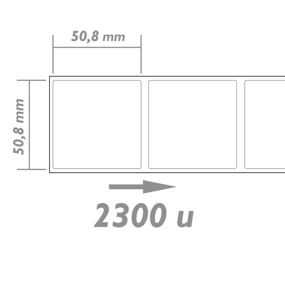 Rollo bobina de 2300 etiquetas adhesivas para impresora transferencia térmica 50.8x50.8mm 20 unidade