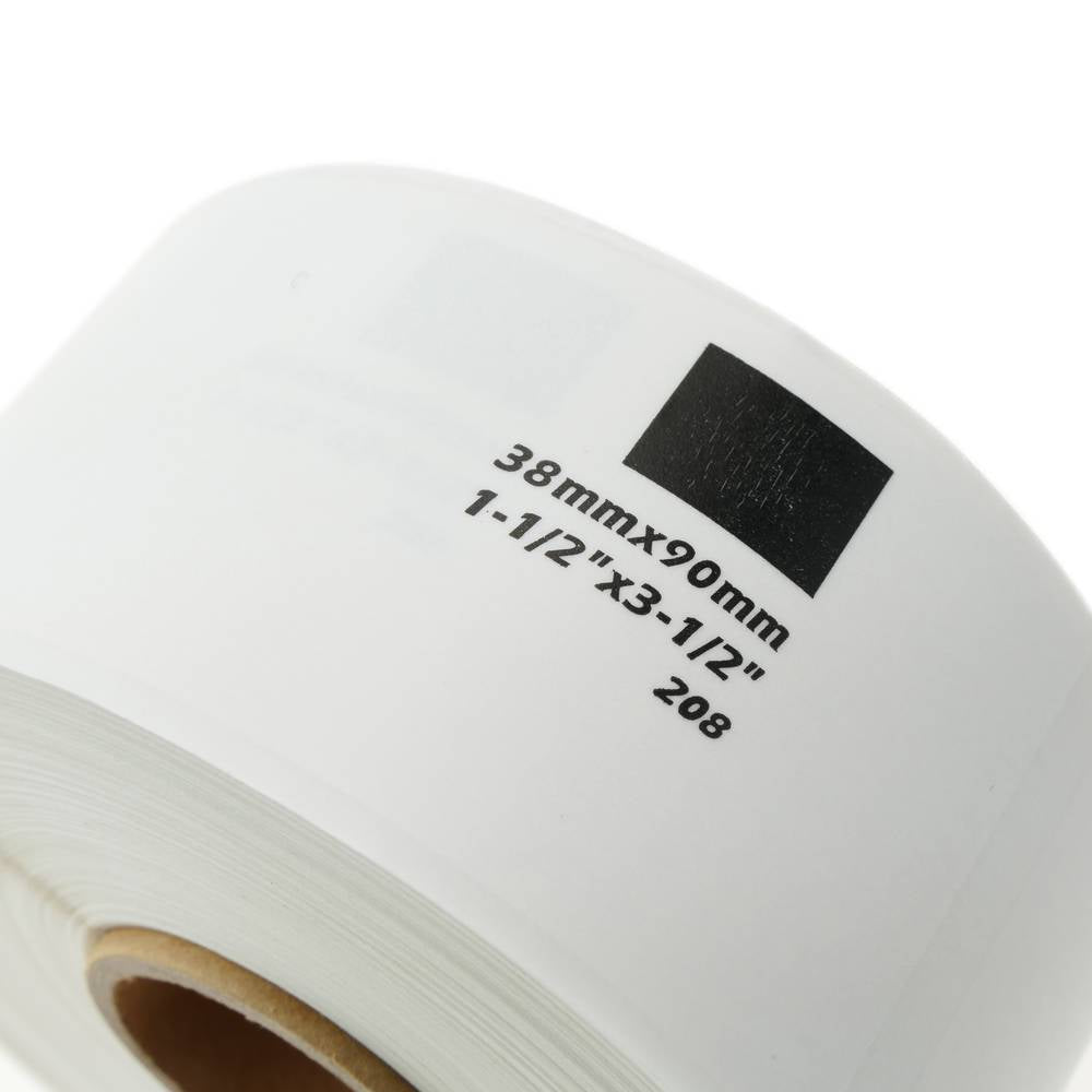 Rollo bobina de 400 etiquetas adhesivas compatibles con Brother DK-11208 DK-1208 38x90mm