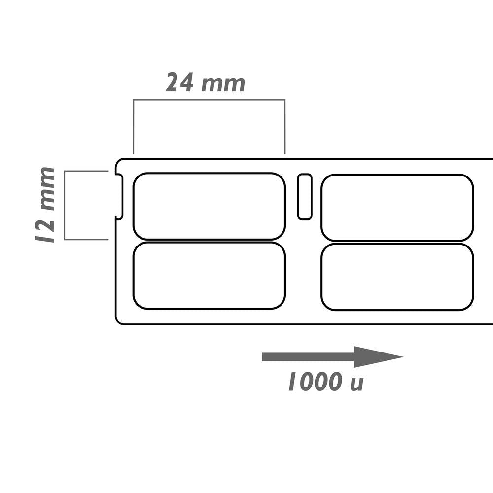 Rollo bobina de 1000 etiquetas adhesivas compatibles con Dymo S0722530 y 11353 24x12mm