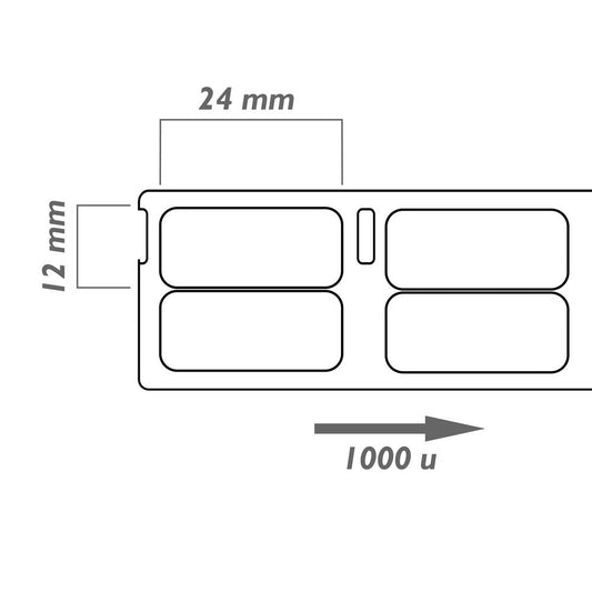 Rollo bobina de 1000 etiquetas adhesivas compatibles con Dymo S0722530 y 11353 24x12mm