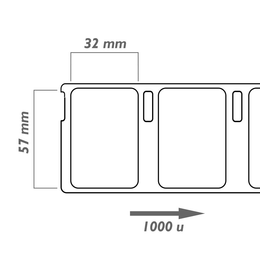 Rollo bobina de 1000 etiquetas adhesivas compatibles con Dymo S0722540 y 11354 57x32mm