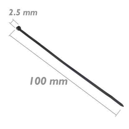 Bridas de nailon negro 100uds 100x2.5mm