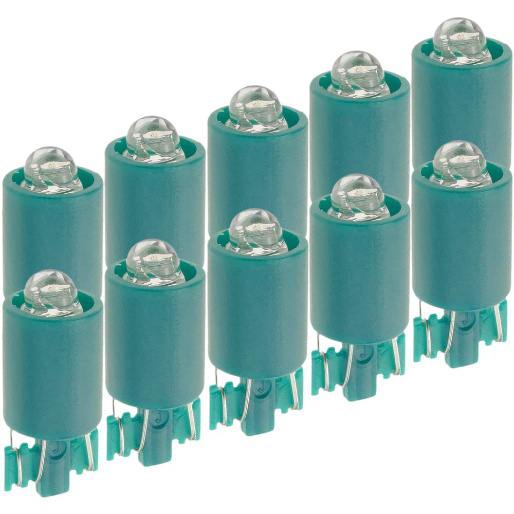Luz LED piloto de 9mm 12VDC de color verde 10-pack