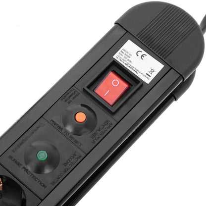 Regleta de enchufes 10 schuko con interruptor y protección sobretensiones negro (1.5m cable)