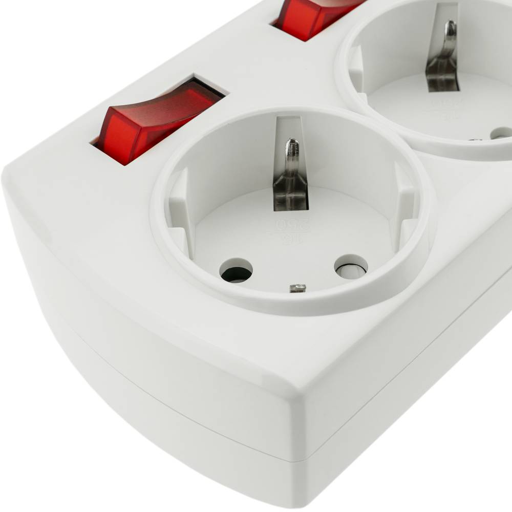 Regleta de 4 enchufes schuko con interruptor individual sin cable