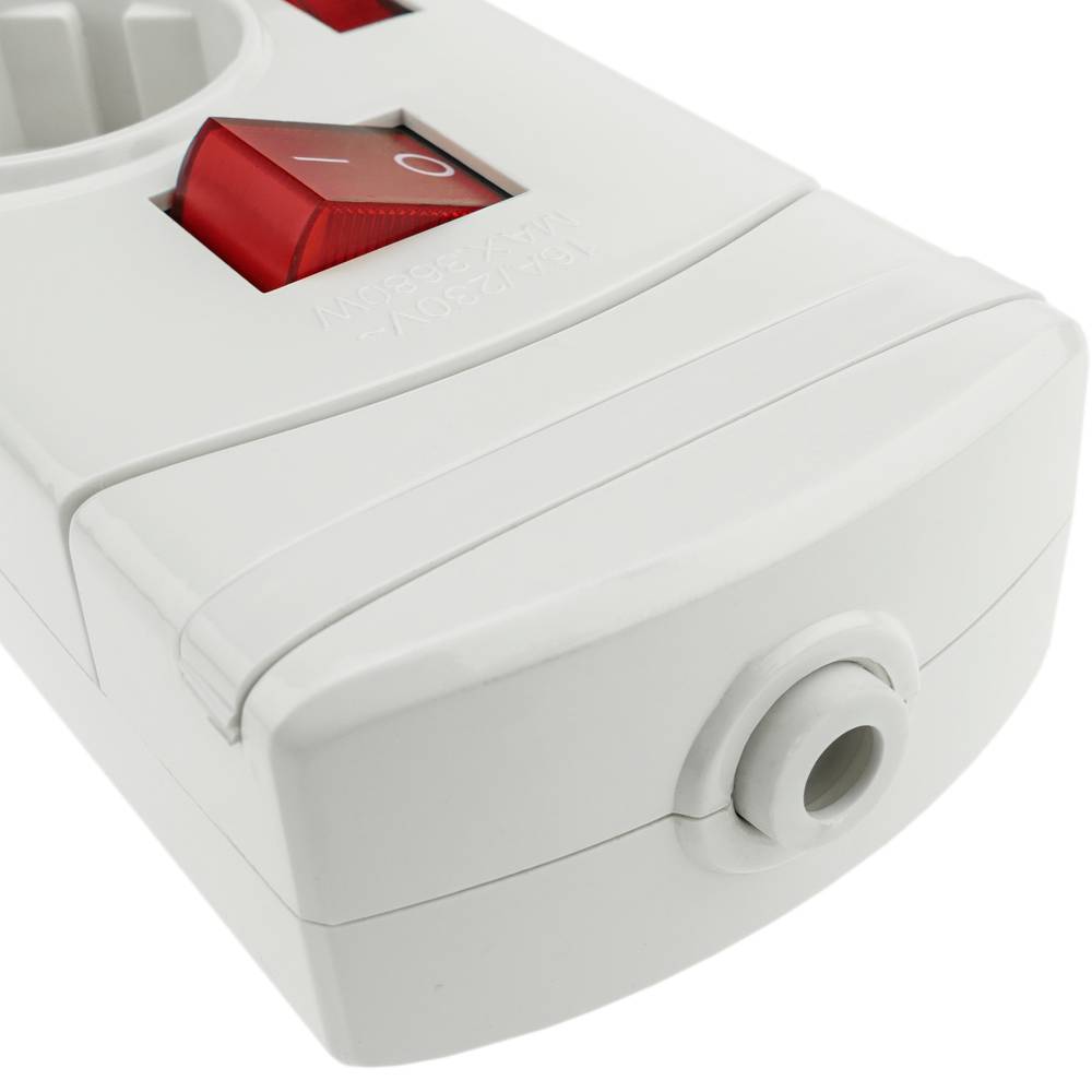 Regleta de 4 enchufes schuko con interruptor individual sin cable