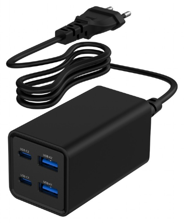 Gembird TA-UC-2A2C-PD65-01-BK cargador de dispositivo movil Portatil, Smartphone Negro Corriente alterna Carga rapida Interior