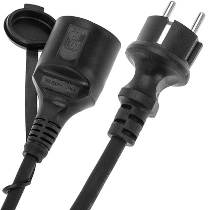 Prolongador de cable eléctrico schuko macho a hembra de 2 m negro IP44