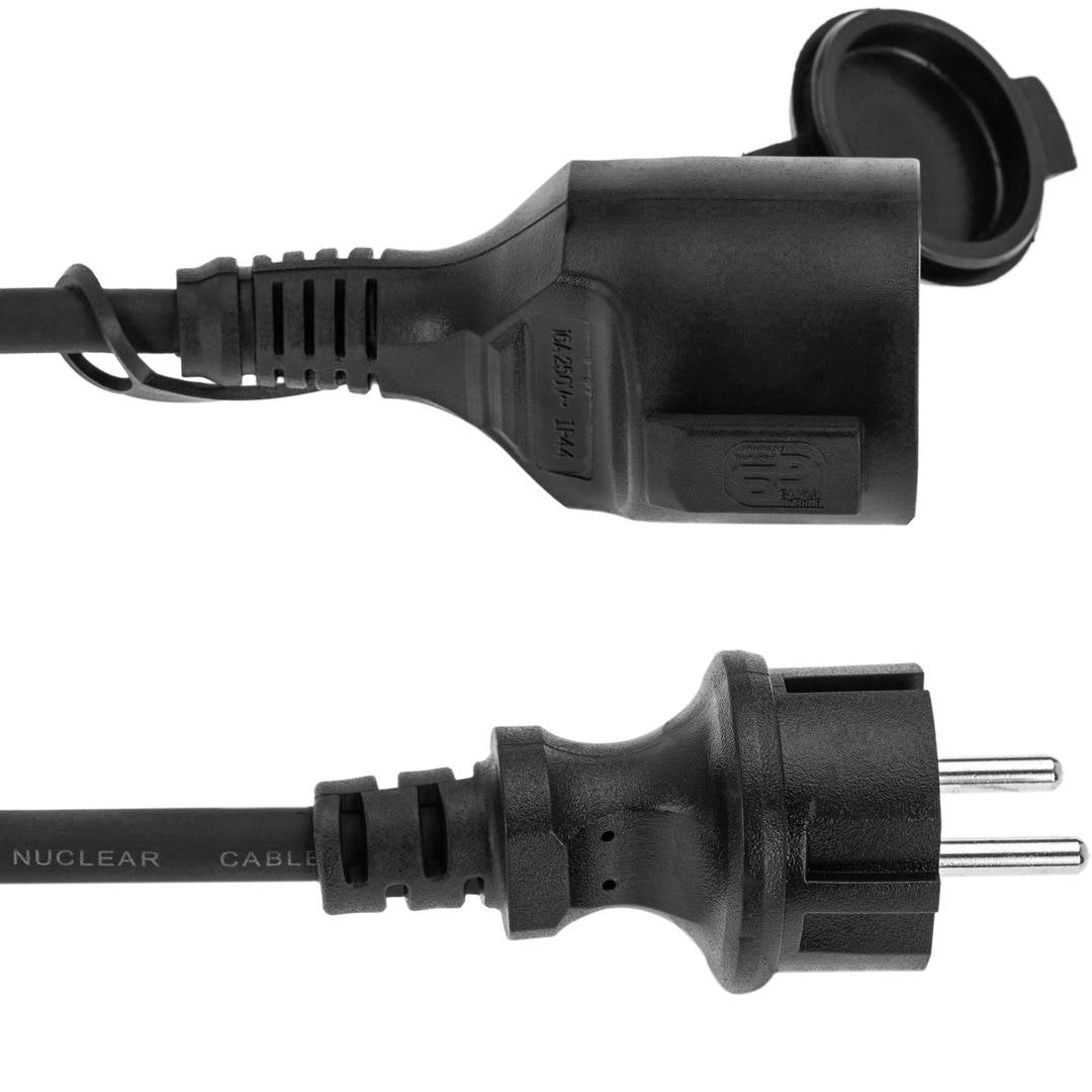Prolongador de cable eléctrico schuko macho a hembra de 2 m negro IP44