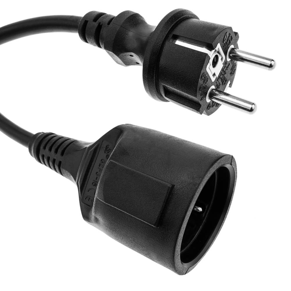 Prolongador de cable eléctrico schuko macho a hembra de 3 m negro IP44