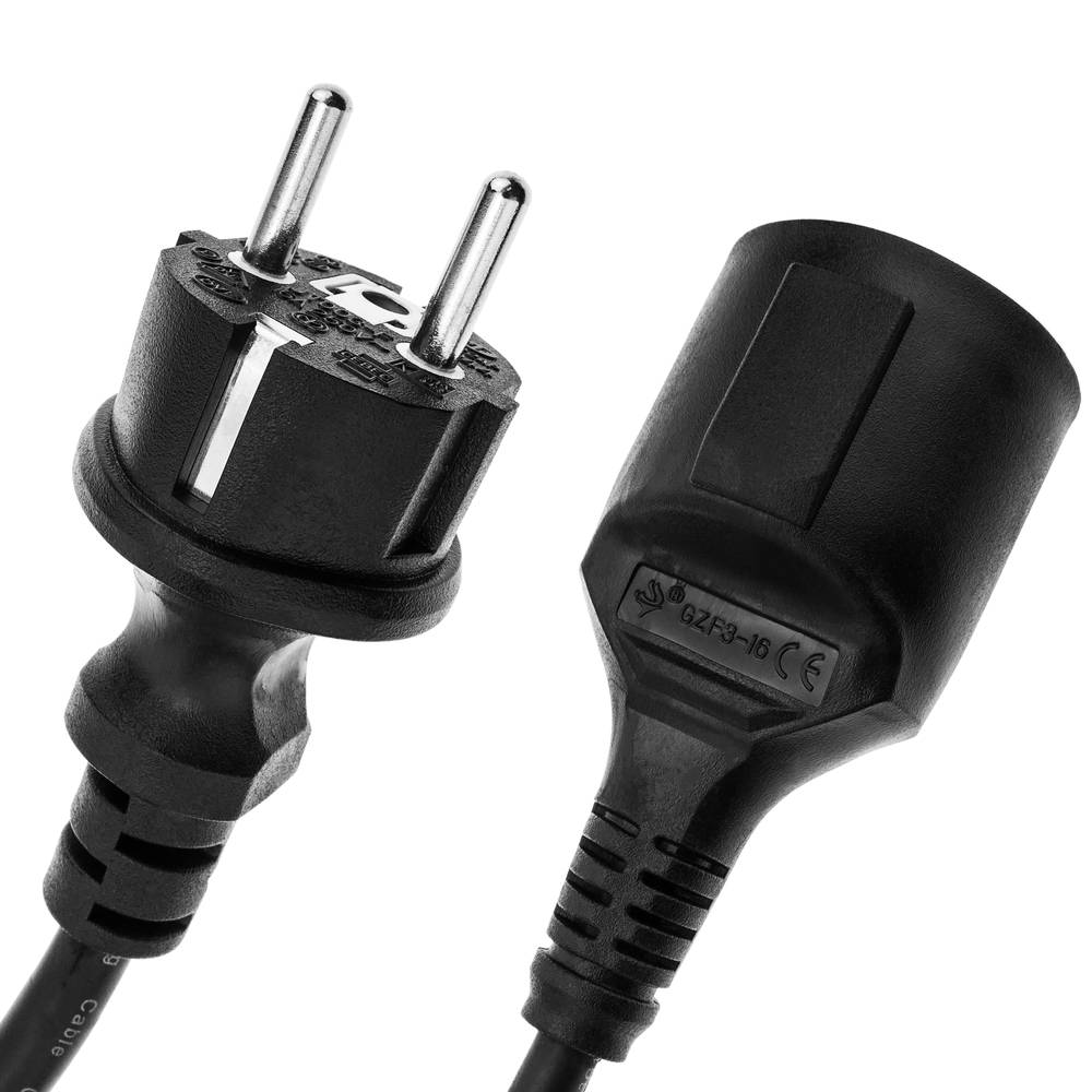 Prolongador de cable eléctrico schuko macho a hembra de 3 m negro IP44