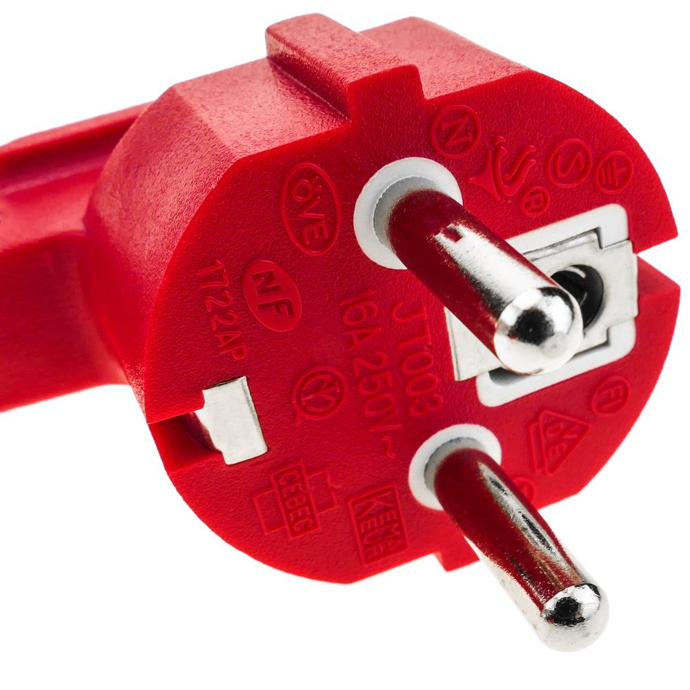 Prolongador de cable eléctrico schuko macho a hembra de 10 m rojo