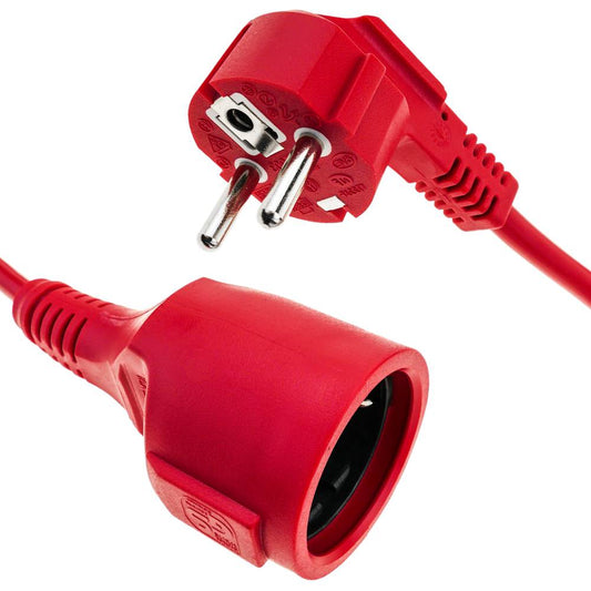 Prolongador de cable eléctrico schuko macho a hembra de 15 m rojo